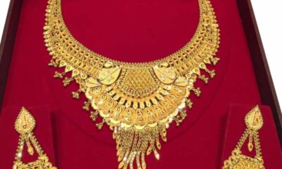 50 gm bridal wear gold necklace set