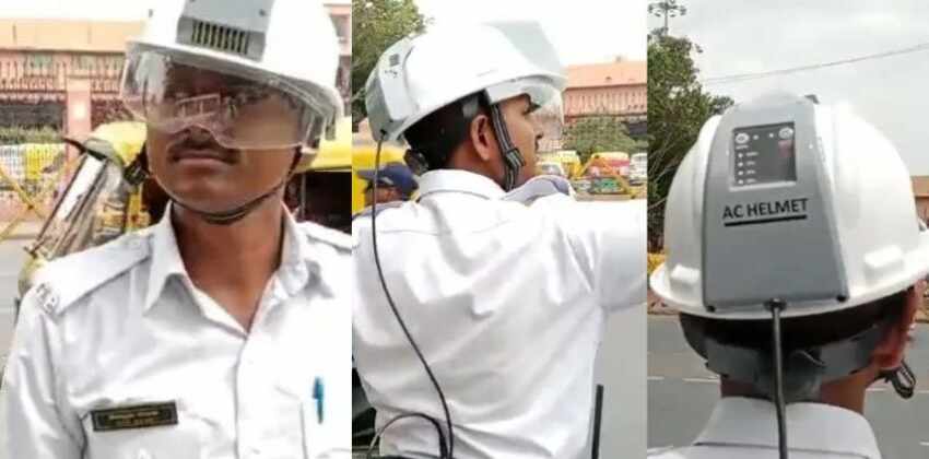 ac helmet for ahmedabad traffic police to beat heat